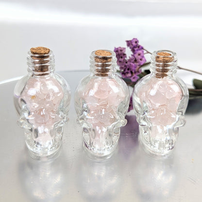 Small Skull Crystal Chip Bottles