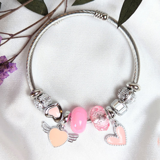Pink Hearts Charm Bracelet