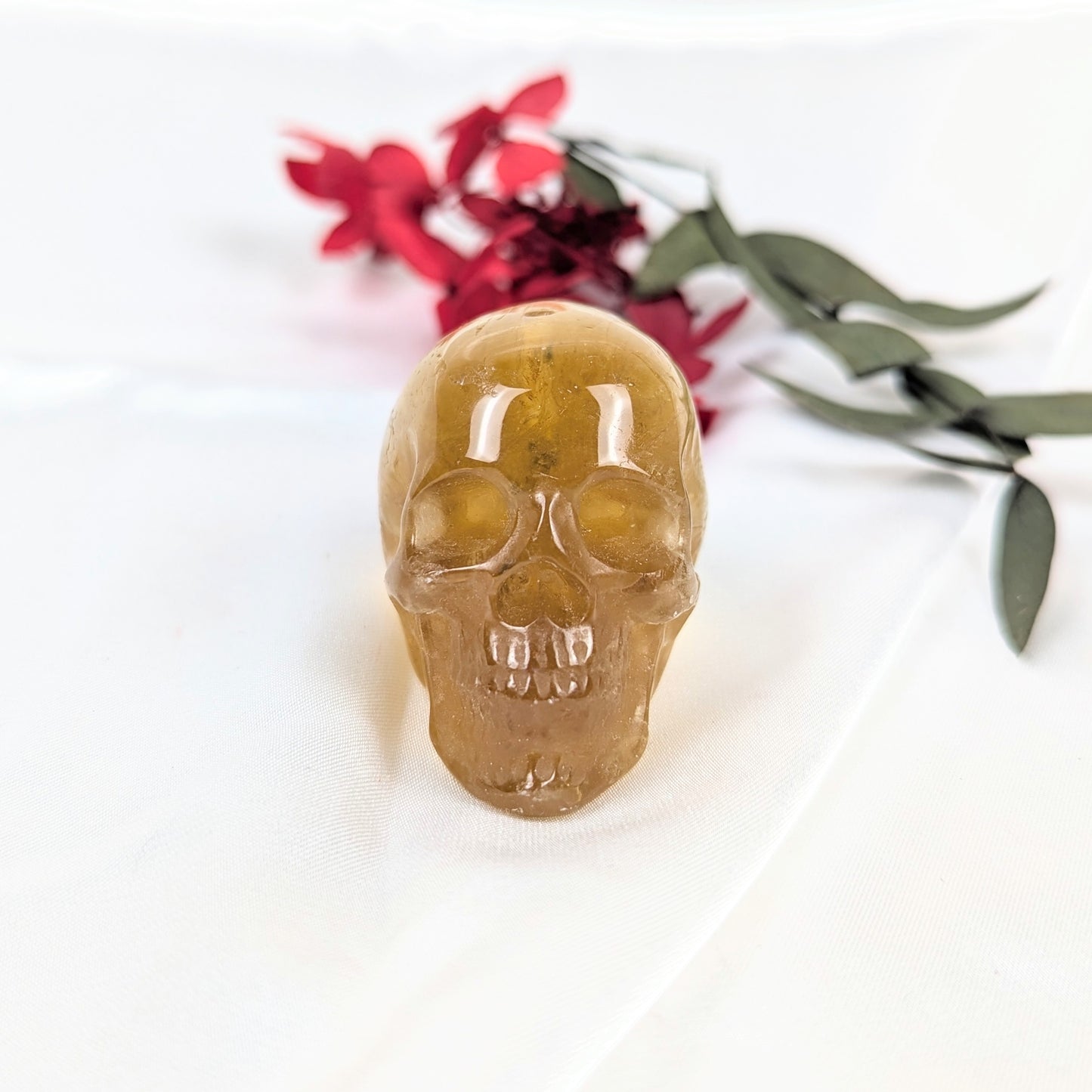 Fluorite Crystal Skull Incense Holder Front