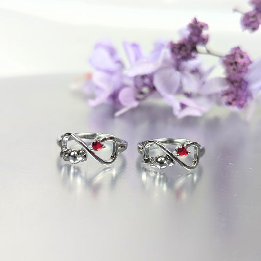 January Silver Plated Adjustable  Infinity Birth Stone Ring (Synthetic)