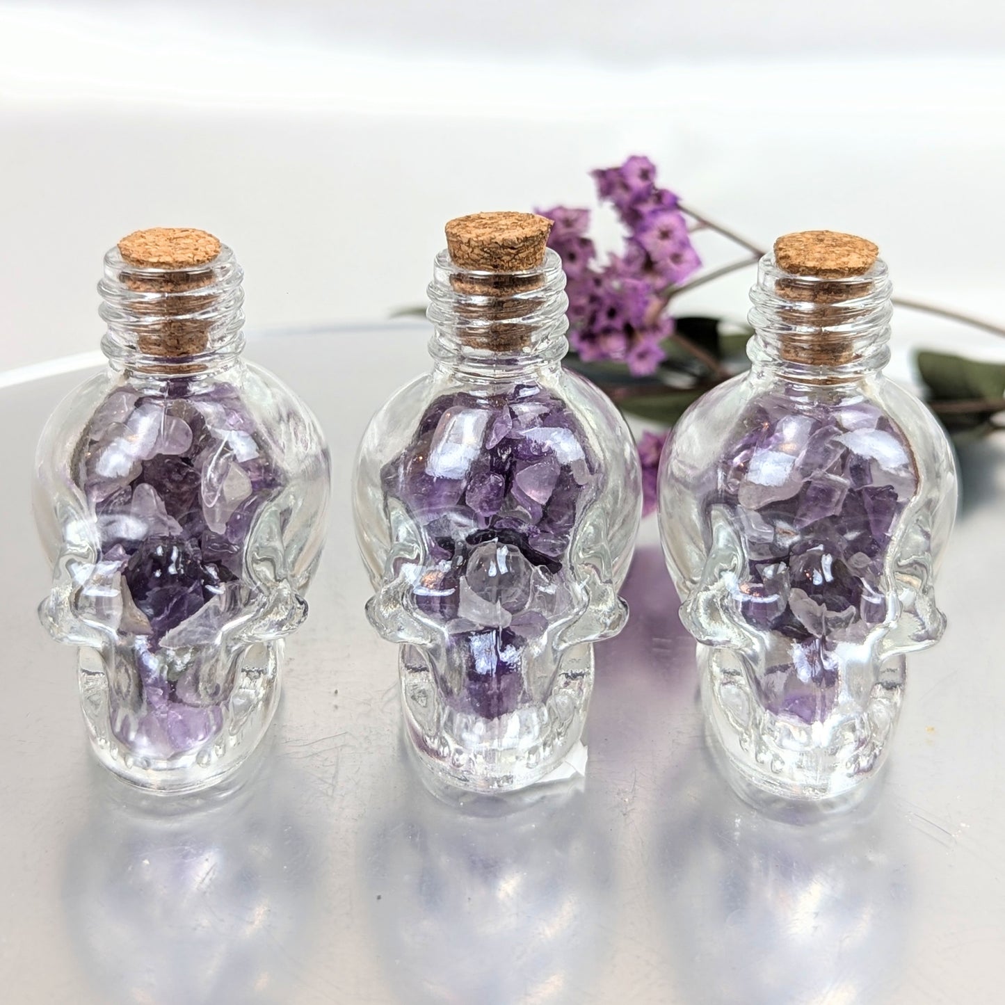 Small Skull Crystal Chip Bottles