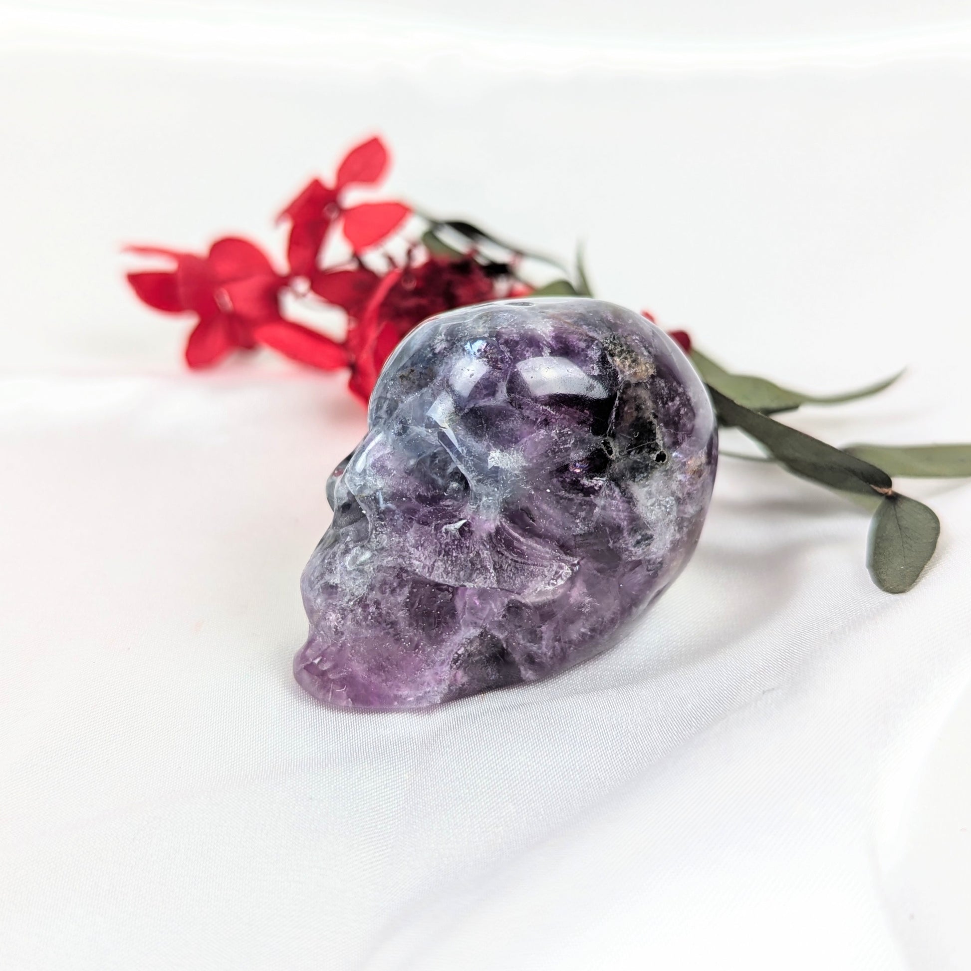 Fluorite Crystal Skull Incense Holder Side