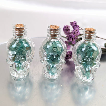 Small Skull Crystal Chip Bottles