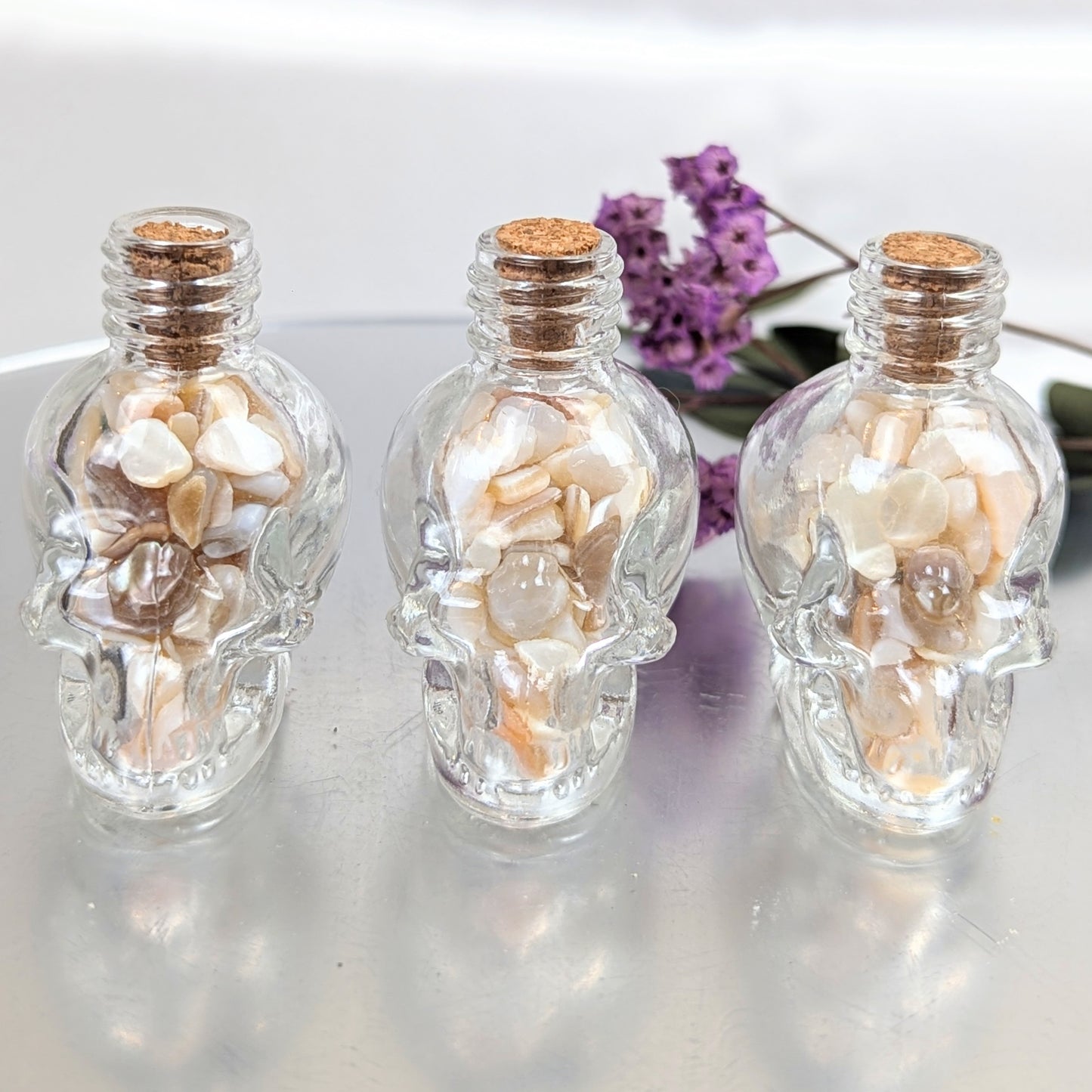 Small Skull Crystal Chip Bottles