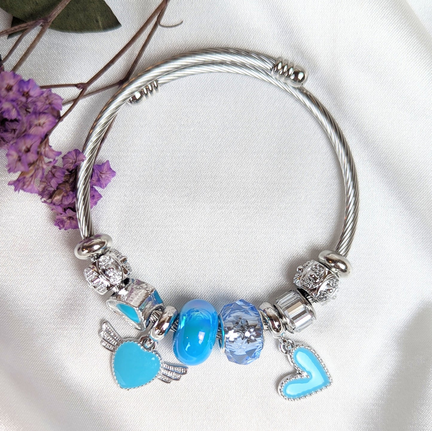 Blue Hearts Charm Bracelet