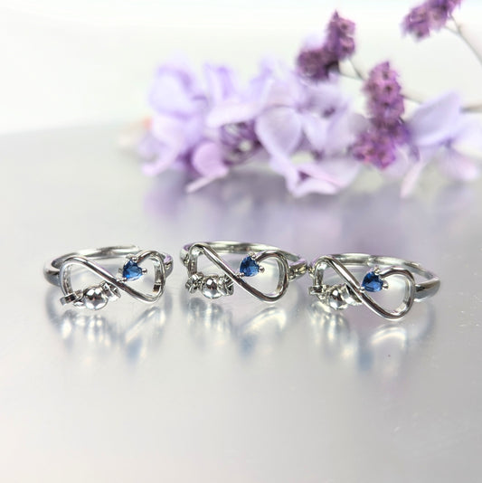 September Silver Plated Adjustable Infinity Birth Stone Ring (Synthetic)