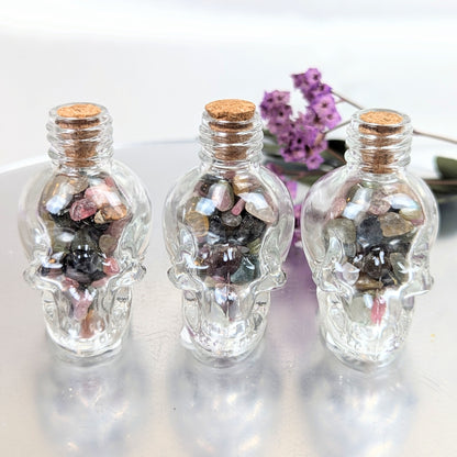 Small Skull Crystal Chip Bottles