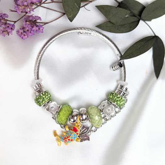 Fish with Green Charms Bracelet