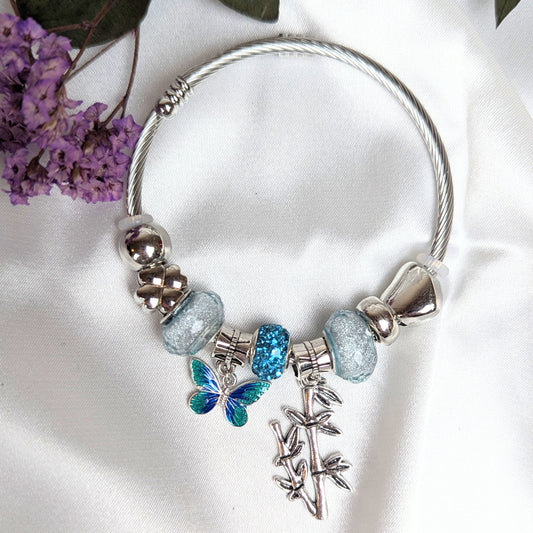 Bamboo and Butterfly Charm Bracelet