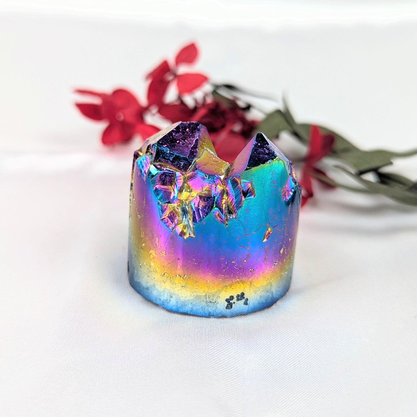 Aura Quartz Crystal Cluster Incense Holder Back