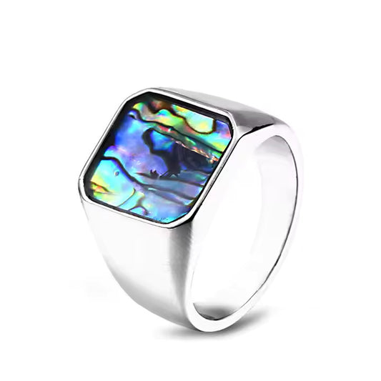 Silver Stainless Steel Shell Ring