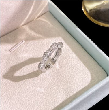 Silver Diamanté Heptagon Ring