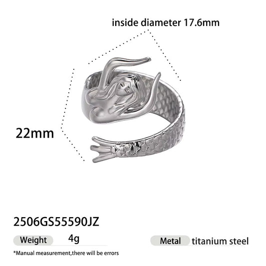 Adjustable Silver Mermaid Ring