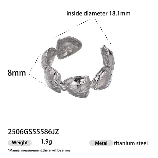 Adjustable Silver Strawberry Ring