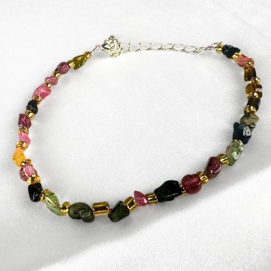 Small Rainbow Tourmaline Bead Bracelet