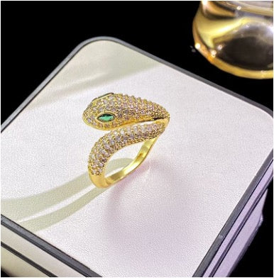 Gold Chunky Diamanté Snake Ring
