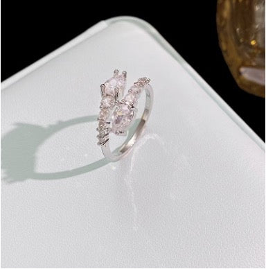 Silver Clear Tear Drop Ring