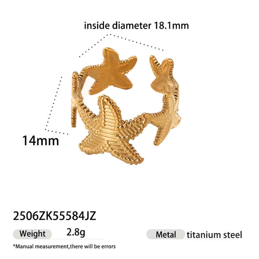 Adjustable Gold Starfish Ring