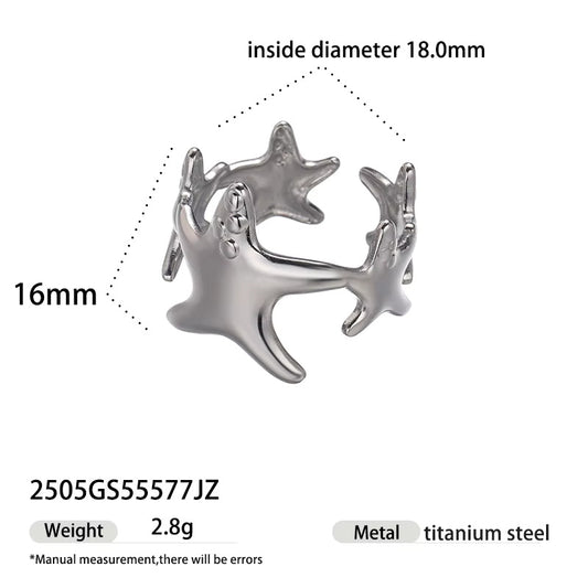 Adjustable Silver Starfish Ring