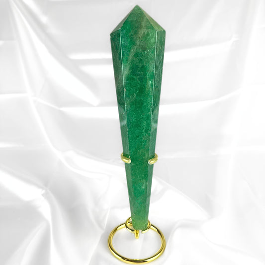 Green Strawberry Quartz Wand with Stand - B