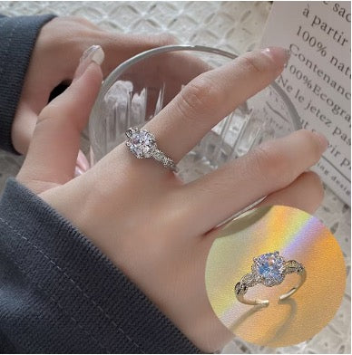 Silver Woven Large Diamanté Crystal Ring