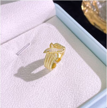 Gold Beaded X Ring