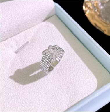 Silver Beaded X Ring