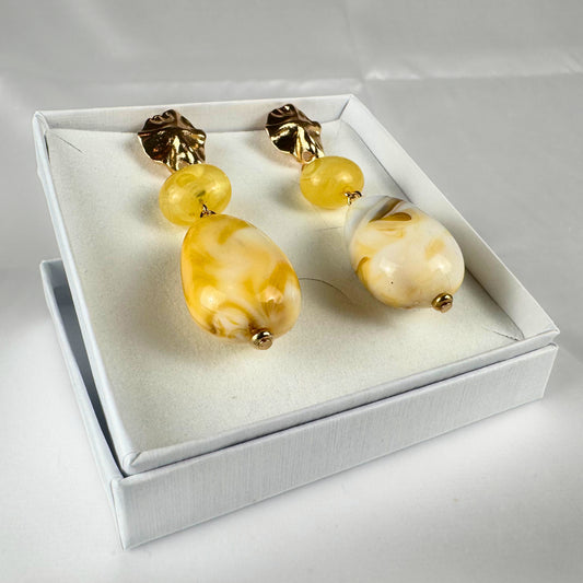Double Drop Earrings - Yellow