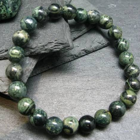 Kambaba Jasper Crystal Beaded Bracelets