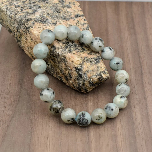 Kiwi Jasper Crystal Beaded Bracelets